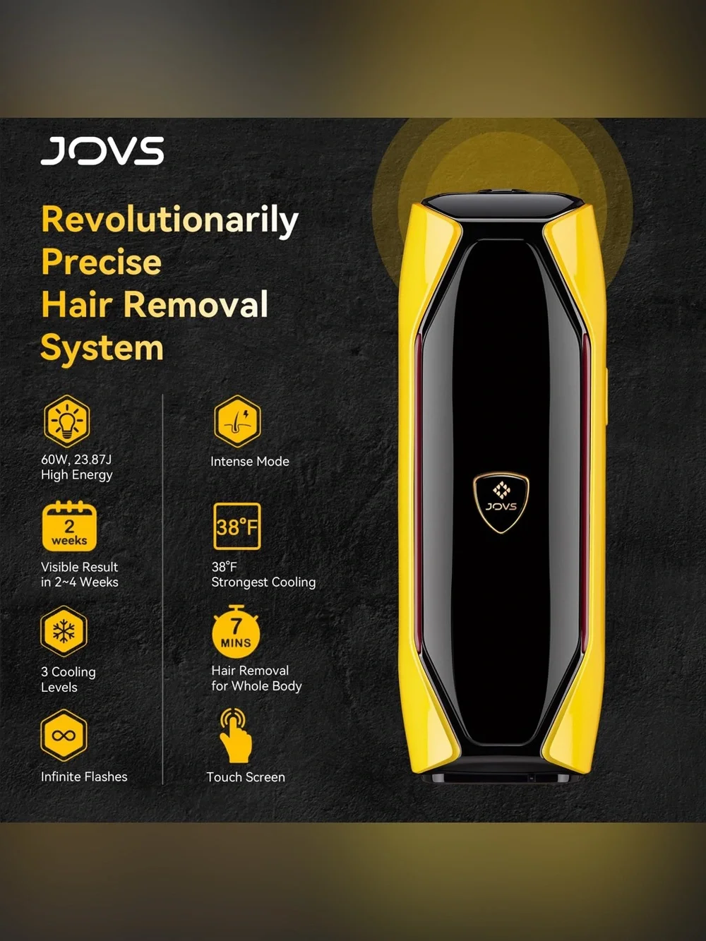 JOVS IPL permanent Portable Hair Removal Device 3 in 1 with attachments